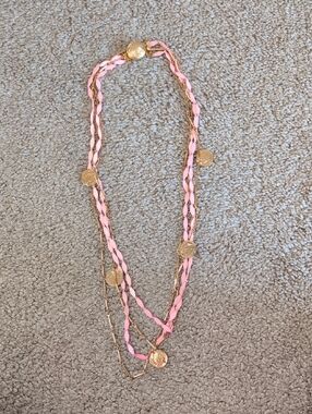 Women’s Pink and Gold Layered Coin Necklace